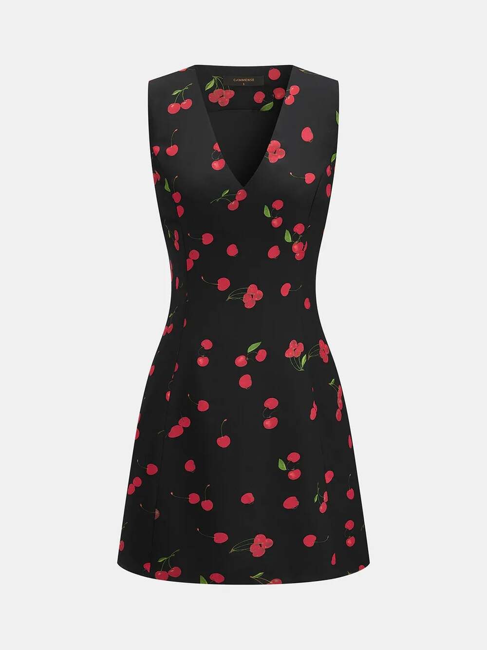 Commense Cherry Print Sleeveless V-Neck Mini Dress - Picture 2 of 8